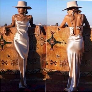 Rat & Boa Elegant Cream Satin Dress